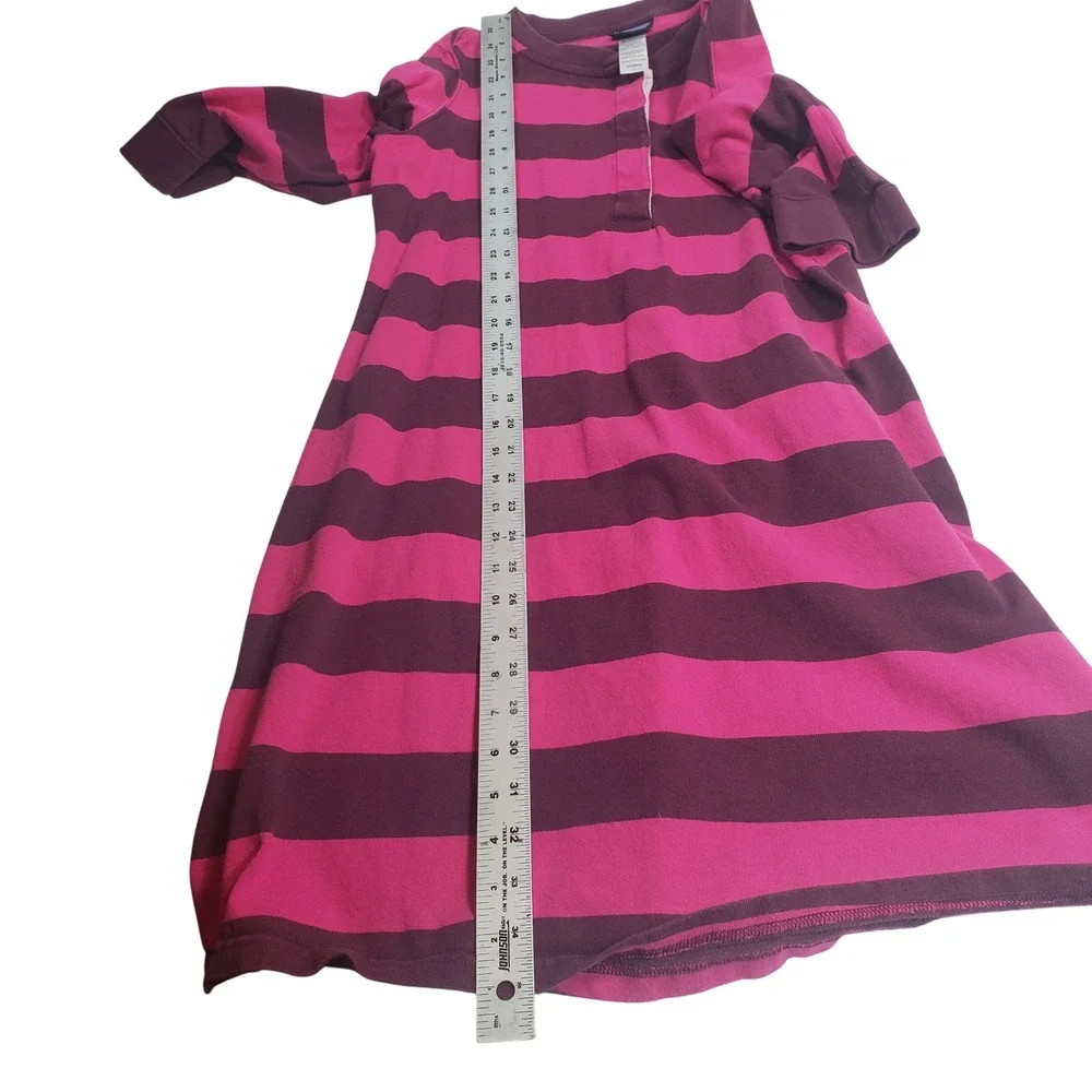 Patagonia Womens Striped Henley Dress L Pink Purple 3/4 Sleeve Organic Cotton - Picture 5 of 8